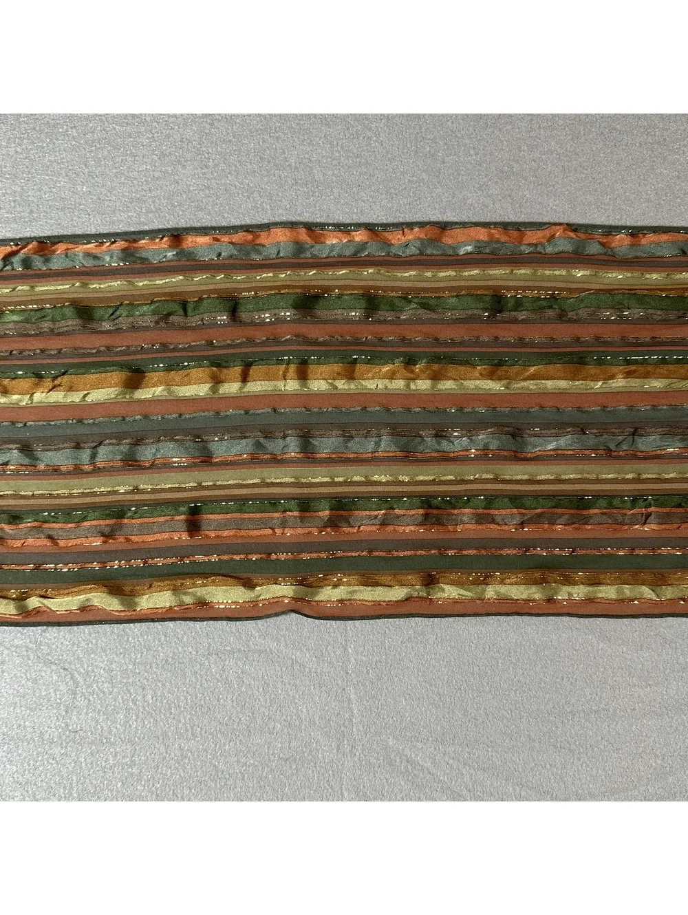 Vintage Striped Multicolor Scarf with Metallic Thread Detail